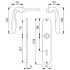 Technical drawing with dimensions of a door handle set. Podgląd zdjęcia produktu