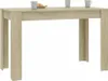 A wooden dining table with two cups and a pastry on top, set against a white background. Náhled obrázku produktu