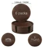 sada 6 kulatých tmavě hnědých kožených podtácků 10 cm s Náhled obrázku produktu 8