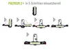 Diagram showing the 5 steps to assemble and use a EUFAB PREMIUM 2+ bicycle rack. Produktbild-Vorschau