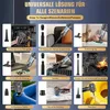 A collage of images demonstrating the various uses of a handheld vacuum cleaner and its attachments. Produktbild-Vorschau
