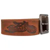 Büffelleder Gürtel 38 mm breit mit Motorrad Motiv Produktbild-Vorschau 1