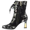 Laura Vita Damen Stiefelette floral Blumenmuster Metallic Produktbild-Vorschau 6