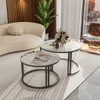WISFOR 2er Set Couchtisch mit Aluminiumgestell, Satztisch Produktbild-Vorschau 5