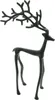 A dark, stylized metal sculpture of a deer with prominent antlers, set against a white background. Produktbild-Vorschau