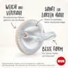 A close-up marketing image of a NUK pacifier with descriptive text highlighting its features. Náhľad obrázku produktu