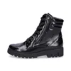 A black patent leather boot with laces and a zipper. Anteprima dell’immagine prodotto