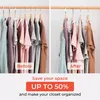 A split image comparing closet organization before and after using space-saving hangers. Produktbild-Vorschau