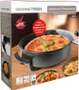 The image shows the packaging of a GOURMETmaxx electric party pan, featuring a pizza being cooked in the pan. Anteprima dell’immagine prodotto