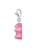 A pink gummy bear charm with a silver clasp, isolated on a white background. Anteprima dell’immagine prodotto