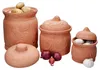 3er Set Terra Tontöpfe mit Deckel aus Terrakotta Kartoffel Produktbild-Vorschau 1