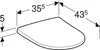 A diagram showing the dimensions of a toilet seat. Anteprima dell’immagine prodotto
