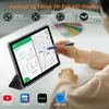 A person is using a tablet that is displaying split-screen content. There are app logos at the bottom. Produktbild-Vorschau