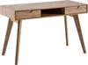 A wooden desk with drawers and an open shelf, shown from the front. Anteprima dell’immagine prodotto