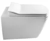 A white wall-mounted toilet with the lid closed, shown from the side against a white background. Produktbild-Vorschau