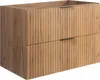 A two-drawer bathroom cabinet with a wood-like finish and ribbed doors. Anteprima dell’immagine prodotto