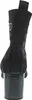 A side view of a black knitted shoe with stones and a black heel. Produktbild-Vorschau