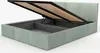 A bed frame with the mattress support lifted to reveal the storage compartment underneath. Produktbild-Vorschau