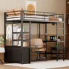 A loft bed with a desk and storage integrated into its structure, set up in a room with wood-paneled walls. Podgląd zdjęcia produktu