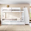 Merax Etagenbett 140x200 cm mit Schreibtisch und Schrank, Produktbild-Vorschau 3