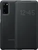 A black Samsung Galaxy S20 phone case with a flip cover displaying the time. Anteprima dell’immagine prodotto