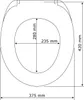 A diagram showing the dimensions of a toilet seat. Anteprima dell’immagine prodotto