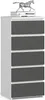 Kommode AKORD CL5 Weiß 40 cm 5 Schubladen Front Graphitgrau Produktbild-Vorschau 1