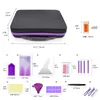 A diamond painting organizer kit with various tools and storage containers, laid out with dimensions indicated. Produktbild-Vorschau