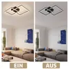 A split image showing a modern living room with a ceiling light fixture. The left side shows the light on, illuminating the room, while the right side shows the light off. Voir les images du produit