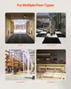 Collage of four images showing different floor types where the product can be used: a garage, store aisles, warehouses, and a tool room. Voir les images du produit