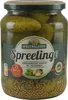 A jar of Spreewaldhof Spreelinge pickles with dill and onions. Produktbild-Vorschau