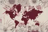 MuchoWow® Poster Weltkarte - Rot - Blumen 180x120 cm - Produktbild-Vorschau 1