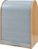A roll-top storage cabinet with a wooden frame and a gray roller door. Produktbild-Vorschau