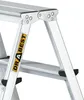 Close-up view of the joint mechanism and a label on a step ladder. Produktbild-Vorschau