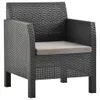 Gartenstuhl mit Kissen Anthrazit 63x65x76 cm PP Rattan Produktbild-Vorschau 1