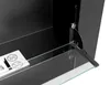 A close-up view of a black bio-fireplace with a glass shelf partially open. Anteprima dell’immagine prodotto