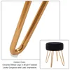 A close-up of golden metal legs of a stool and a small inset image of a black velvet stool with golden legs. Podgląd zdjęcia produktu
