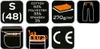 A collage of icons representing product features and specifications. Produktbild-Vorschau