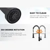 A split image showing a close-up of a faucet head and a diagram illustrating 360-degree rotation. Náhled obrázku produktu
