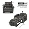 A diagram showing the dimensions of a sofa bed, with two views: one of the sofa and one of the sofa extended into a bed. Produktbild-Vorschau