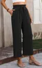 ASKSA Damen Leinenhose Sommer Hohe Taille Leichte Capri Produktbild-Vorschau 3