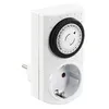 A white mechanical timer plug with a black dial and a socket. Produktbild-Vorschau