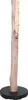 A floor lamp made of a natural wood log on a black circular base, with lights attached to the log. Produktbild-Vorschau