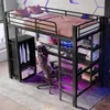 Merax stapelbed 90x200 cm met bureau, ijzeren bed met Productafbeelding-voorbeeld 5