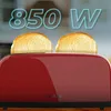 A red toaster with two slices of toast in it, with text overlay indicating 850W. Produktbild-Vorschau