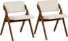 Two beige upholstered chairs with wooden frames are shown against a white background. Voir les images du produit
