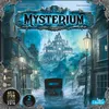 The image is a marketing image for the board game Mysterium, showing a spooky castle in the background and a carriage in the foreground. Podgląd zdjęcia produktu
