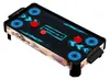 A black air hockey table with blue accents and a graphic design on the sides, shown from a slightly elevated angle. Produktbild-Vorschau