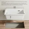 A diagram showing the dimensions of a white kitchen sink and the cutout required for installation in a countertop. Podgląd zdjęcia produktu
