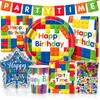 Partyset Bausteine Geburtstagsdeko bunt Kindergeburtstag Produktbild-Vorschau 1